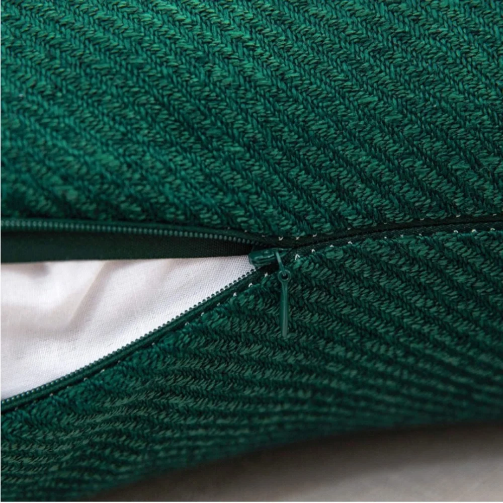 Luxury Home | Set of 2 Tetxtured Chenille Hunter Green Throw Pillow Covers